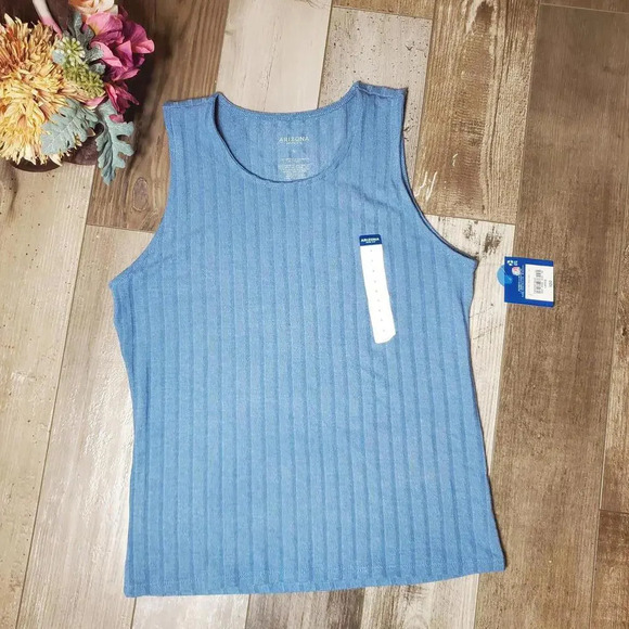 NWT Arizona Jean Co. Coronet Blue Ribbed Tank Top Size Large - Picture 12 of 14